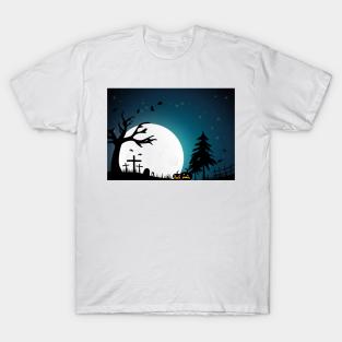 Cemetery at night time - Halloween design T-Shirt